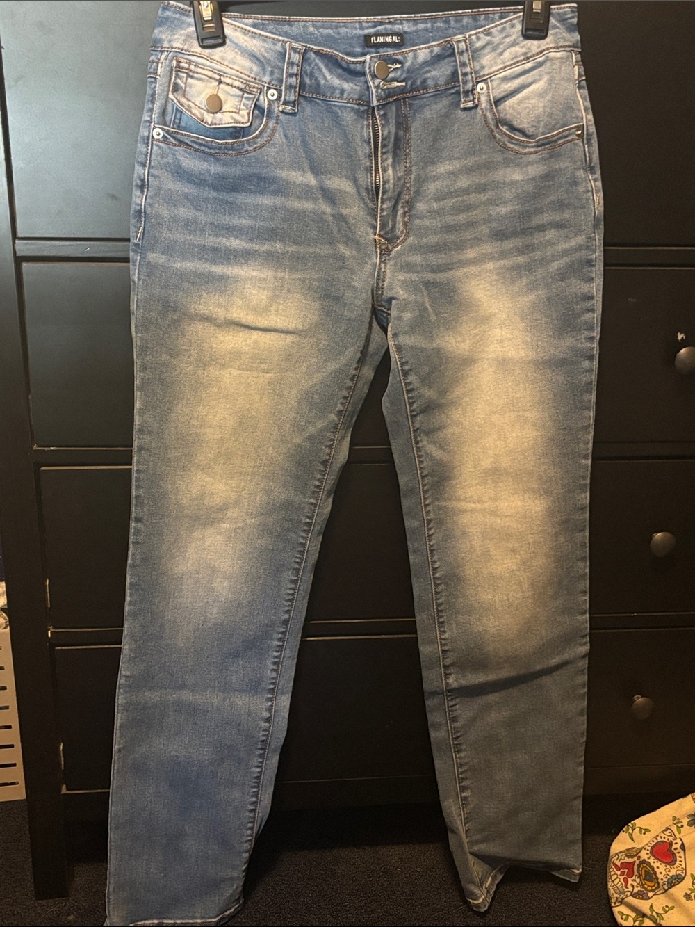 Straight Leg Women’s Light Blue Jeans with Subtle Fade